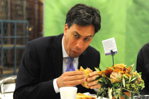 ed miliband eating bacon